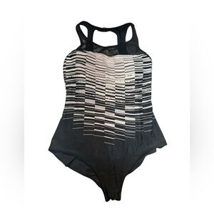Simon Chang Black and White Patterned One-Piece Swimsuit